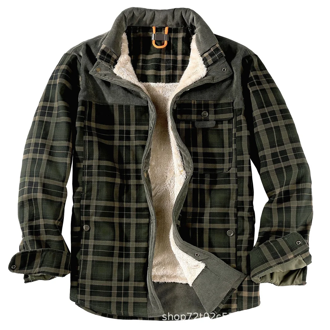 Men's  Winter Plaid Sherpa Lined Jacket