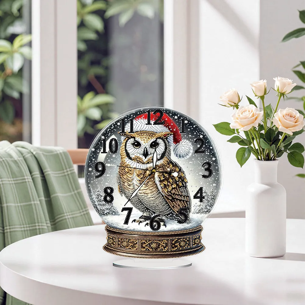 Christmas Crystal Ball Design 2D Flat Acrylic DIY Diamond Painting Clock Kit