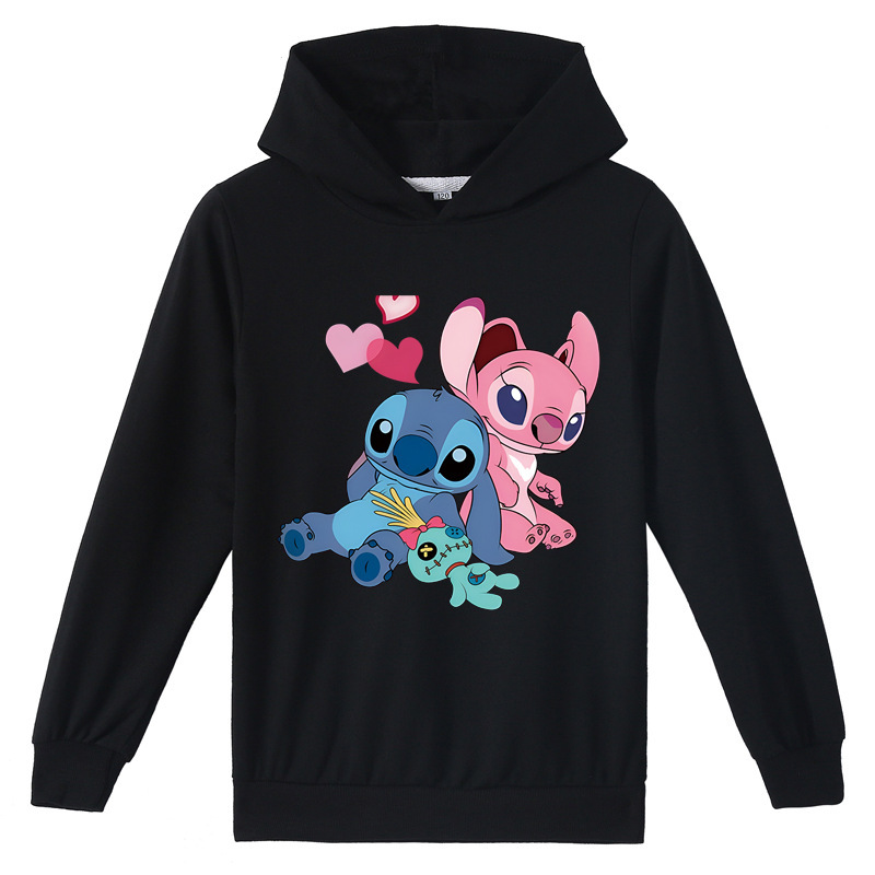 Mayoulove Stitch Long Sleeve Hoodie - Cute and Comfortable Kids Clothing for Fans of the Lovable Alien Stitch - Perfect for Boys and Girls Aged 4-12-Mayoulove