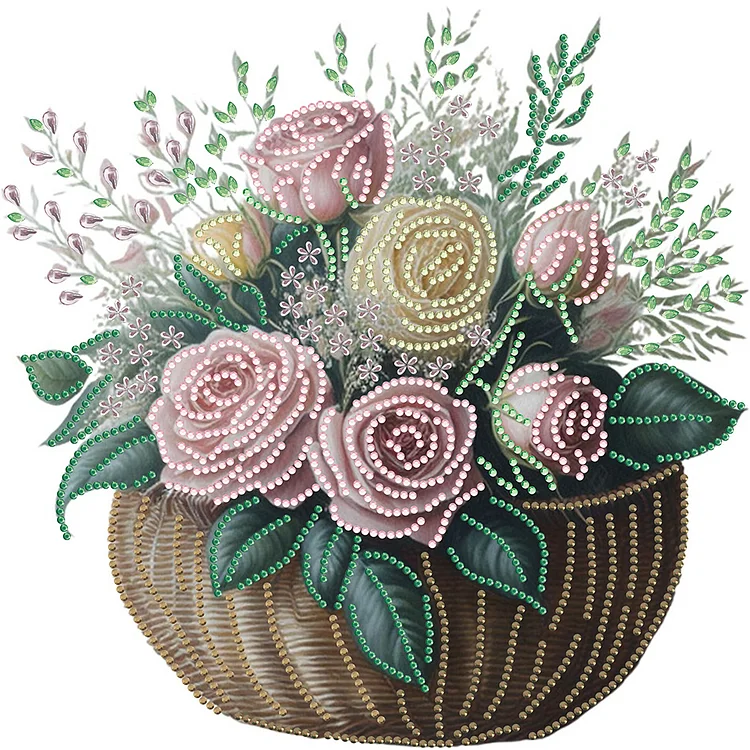 Partial Drills Special- shaped Drill Diamond Painting - Basket Bouquet -  30*30cm