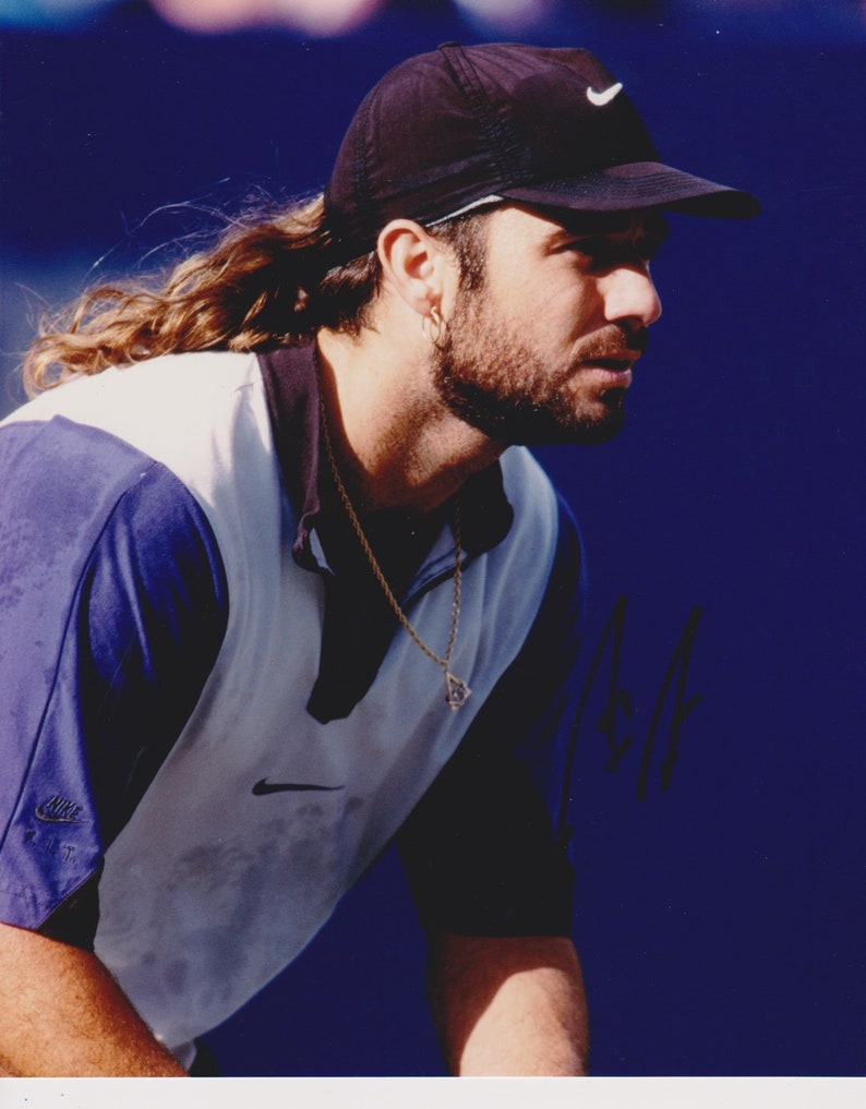 Andre Agassi Signed Autographed Tennis Glossy 8x10 Photo Poster painting - COA Matching Holograms