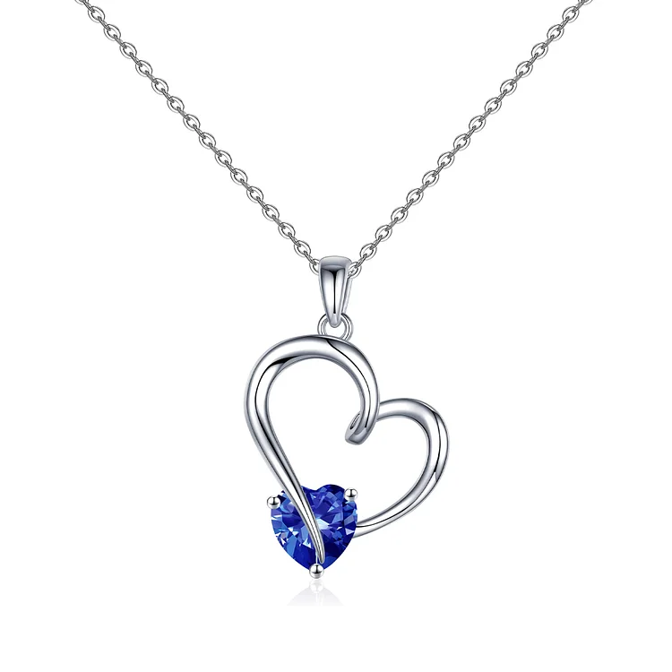 For Granddaughter - S925 You are Braver than You Believe Stronger than You Seem Blue Crystal Heart Necklace