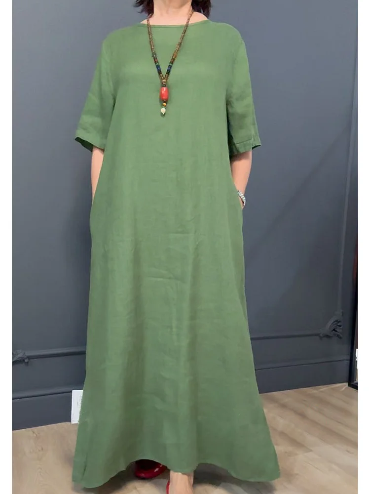 Women's Casual Cotton and Linen Dress