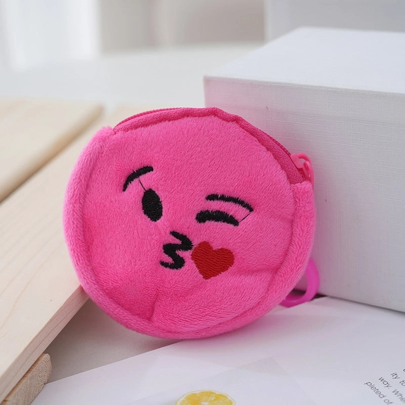 Unisex Face Plush Zipper Kids Wallets