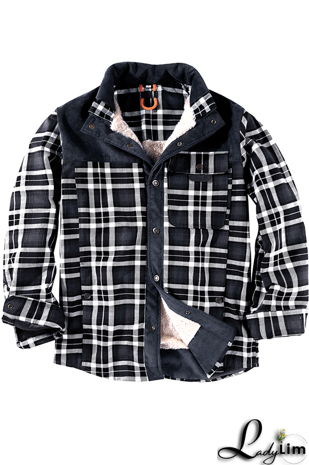 Dark Green Casual Plaid Split Joint Buckle Turndown Collar Outerwear