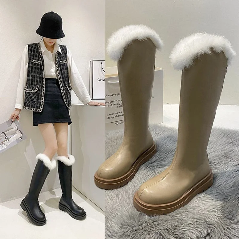 Fashion New Thigh High Boots Women Platform Shoes Thick Soled Female Knee High Boots Autumn Winter Ladies Long Motorcycle Boots