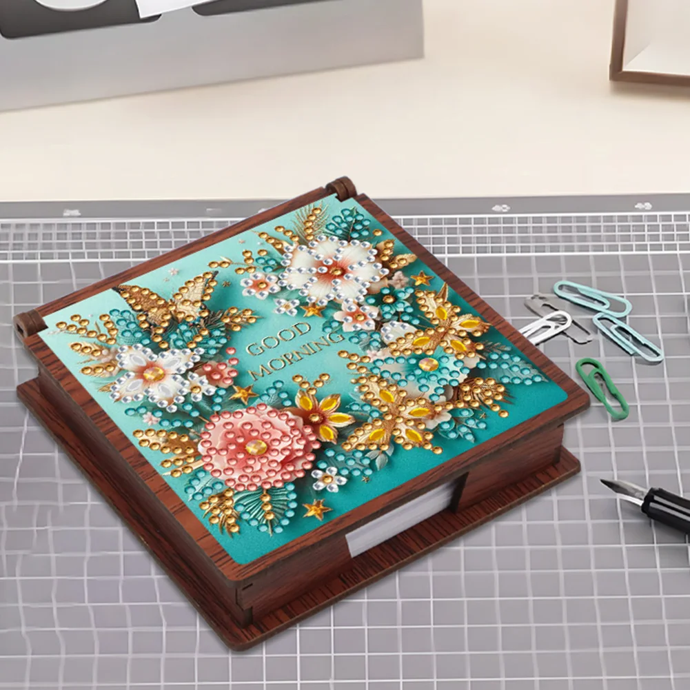Wooden 5D Diamond Painting Kit Note Box DIY Diamond Art Notepad Box (Butterfly)
