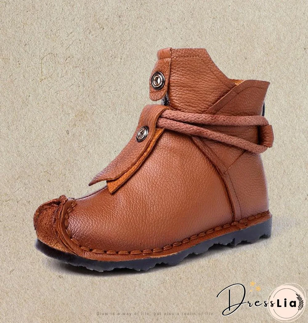 Women Genuine Leather High Quality Fashion Short Flats Ankle Boots