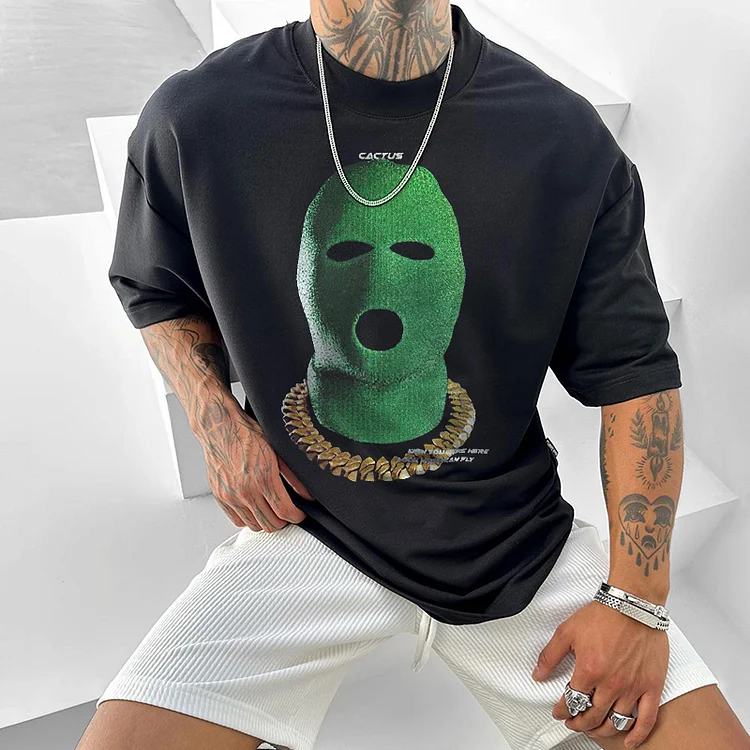 Sopula Green Masked Hip Hop Print T-Shirt