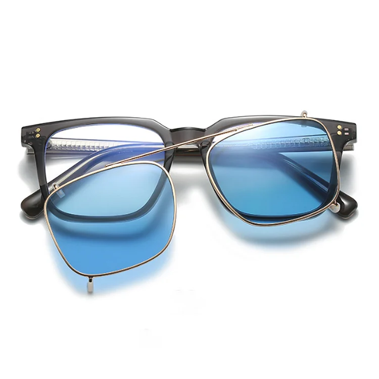 Retro Square Flat Light Two-In-One Polarized Multifunctional Sunglasses
