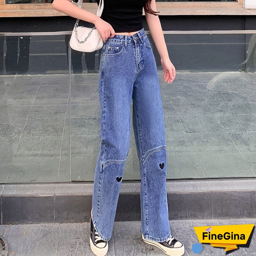 Woman Jeans High Waist Clothes Wide Leg Denim Clothing Blue Streetwear Vintage Quality Fashion Harajuku Straight Pants