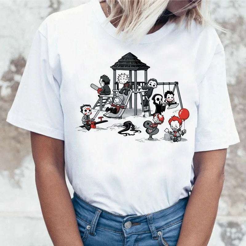 High Quality Cool Women T Shirt Japanese Chucky Horror Tshirt  Streetwear Ulzzang Tee Shirts T-shirt Fashion Female Femme Tops