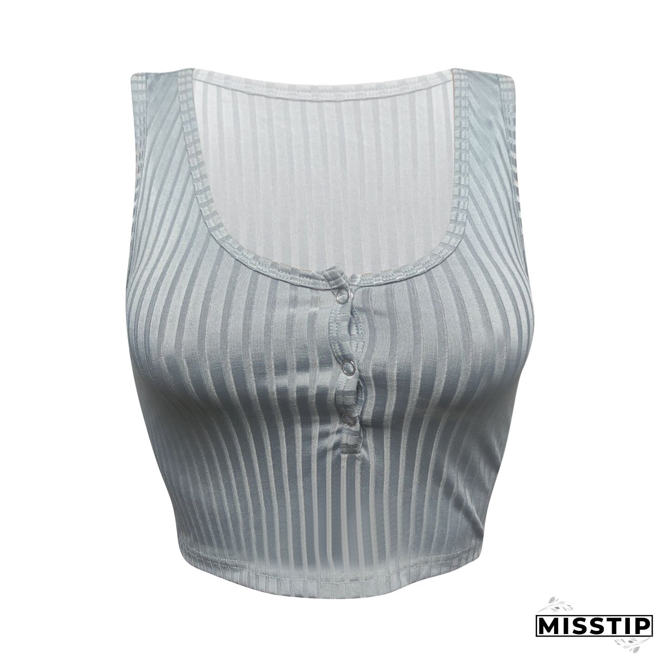 Women's Summer Casual Ribbed Tops Sexy Solid Color  Buttoned Vest