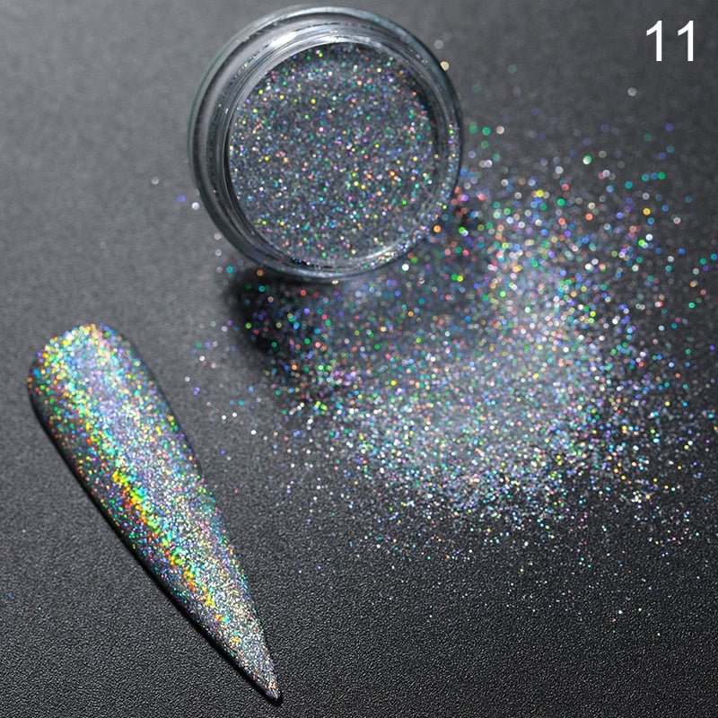 1 Box Silver Purple Nail Powder Glitters Iridescent Nail Art Dust Sparkle Gel Polish Flakes For Manicures Nail Art Decorations