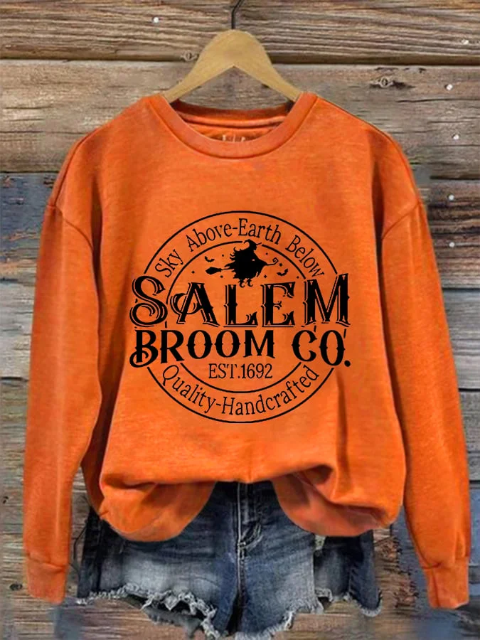 Women's Funny Halloween Salem Broom Co. Casual Sweatshirt socialshop