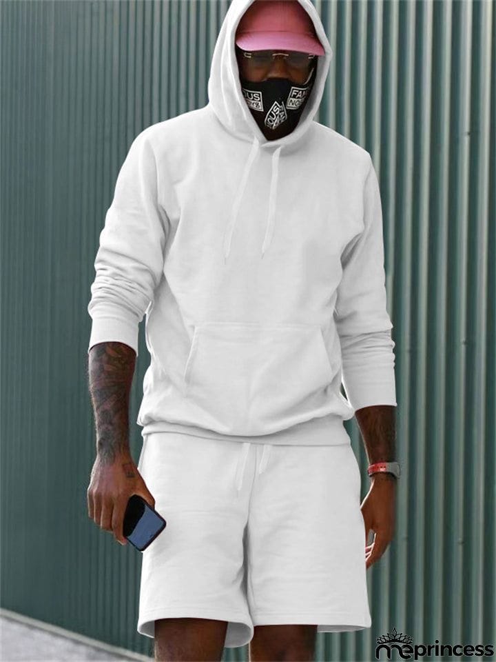 Fleece Casual Solid 2-piece Sports Suit for Men