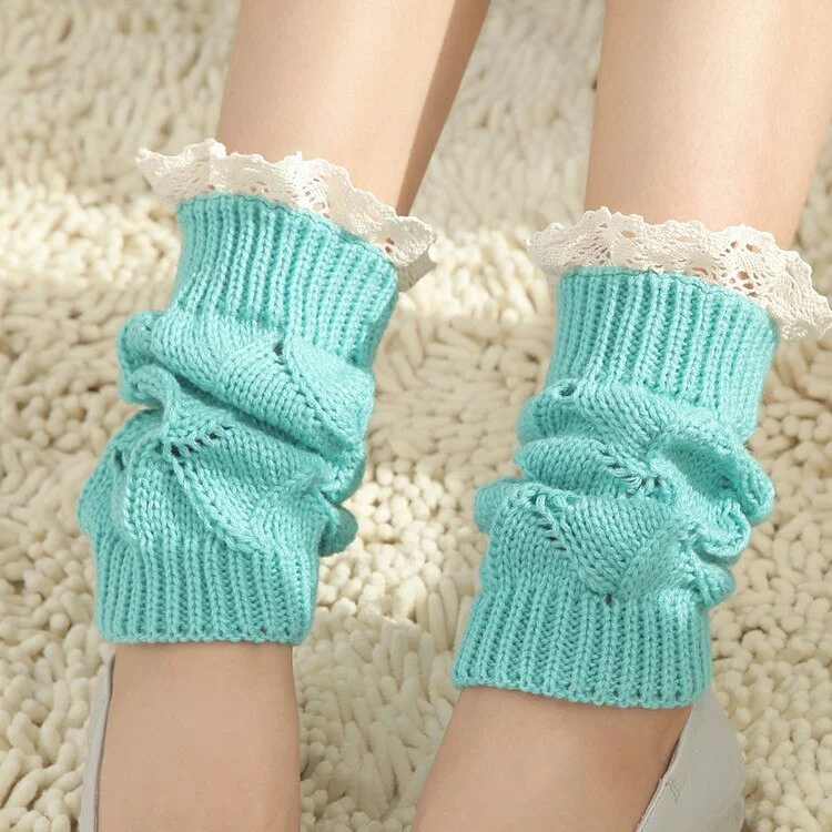 Leg Warmers Women Lace Crochet Knitting Sweet Kawaii Cute Womens Twist Warm Soft Leisure Casual Elegant Korean Style Elasticity