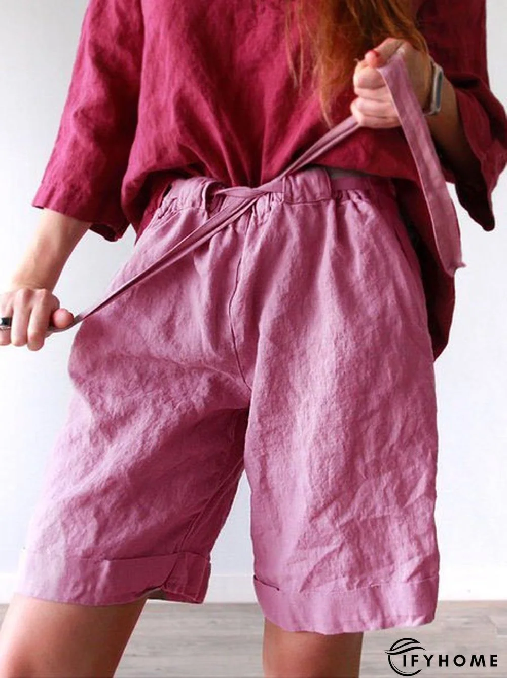 Casual Solid Cotton-Blend Pants | IFYHOME