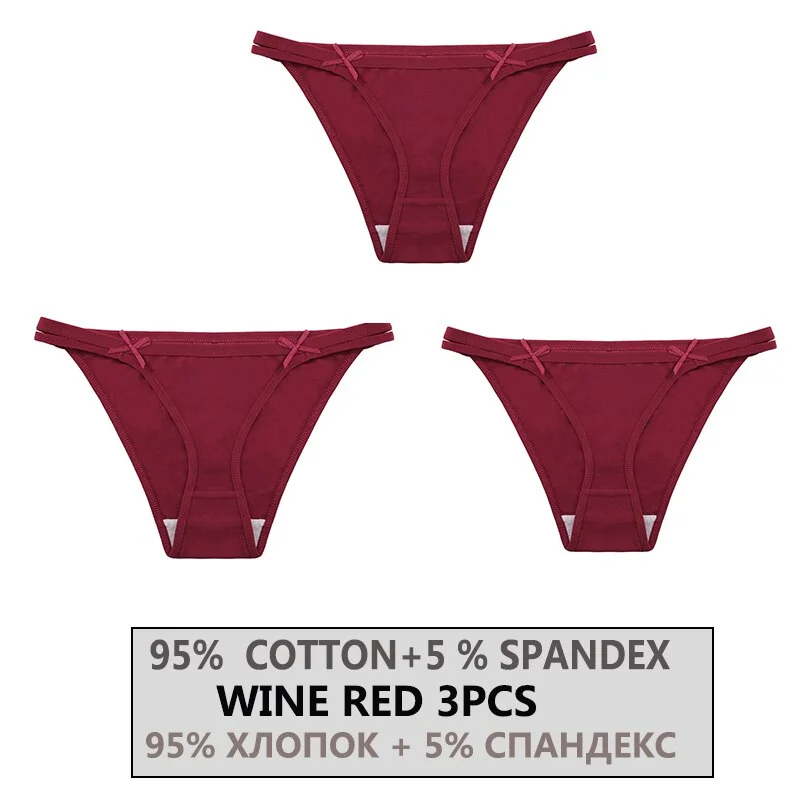 FINETOO 3PCS/Set Women's Cotton Underwear Sexy Lingerie Woman Panties Bownot Female Briefs Low-Rise Underpants 2021 Panties M-XL
