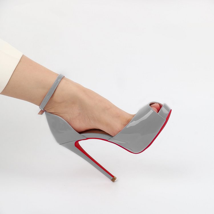 120mm Red Bottom Ankle Strap Platform Party Peep Toe Stilettos Pumps Shoes