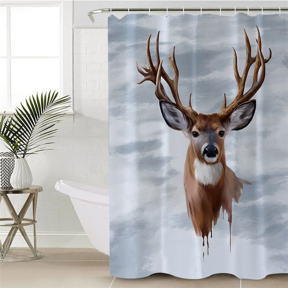 

Elk Floral Moose - Print Shower Curtain, 180*180cm, 501 Original