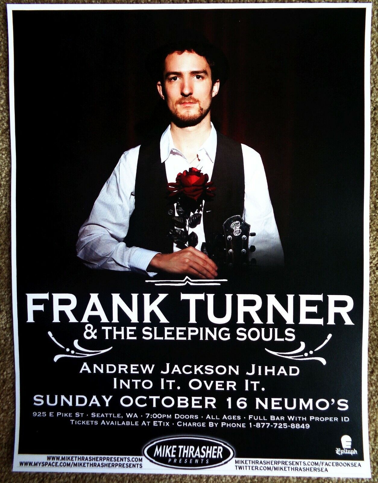 FRANK TURNER 2011 Gig POSTER Seattle Washington Concert