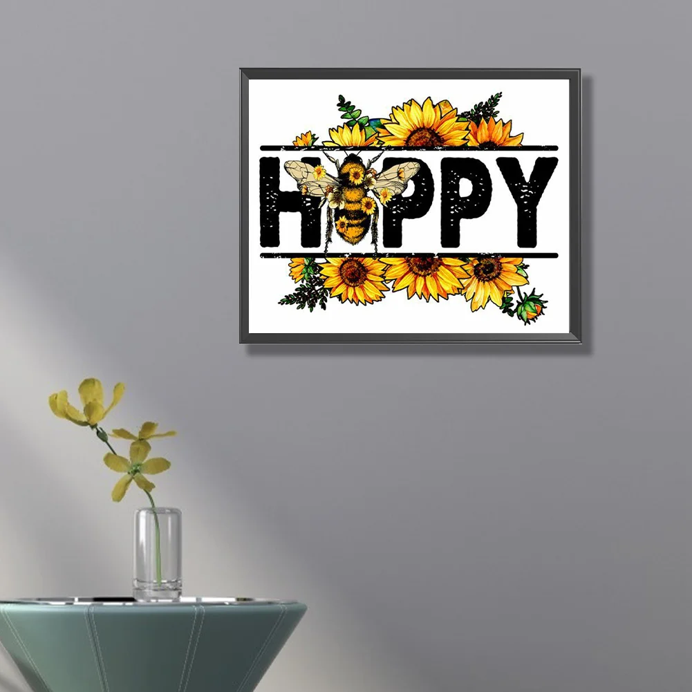 Full Round Diamond Painting 50*40cm - Bee Calligraphy And Painting