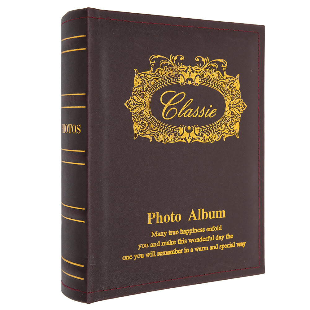 

6 inch PU Leather Family Photo Album Interstitial 200 Pictures Storage Case, Coffee, 501 Original