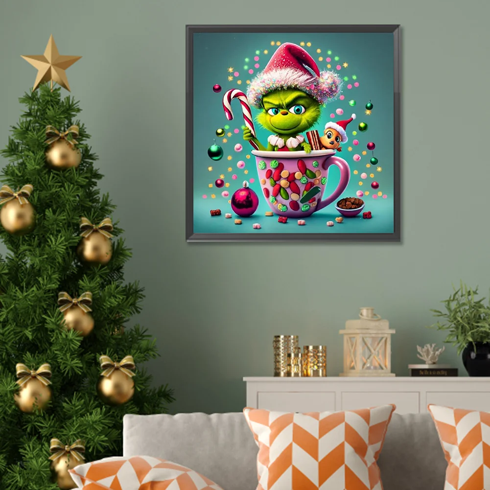 Full Round Diamond Painting 30*30cm - Christmas Green Monster