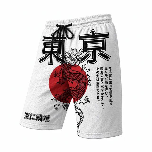 Techwear Japanese Skull Lotus Athletic Shorts