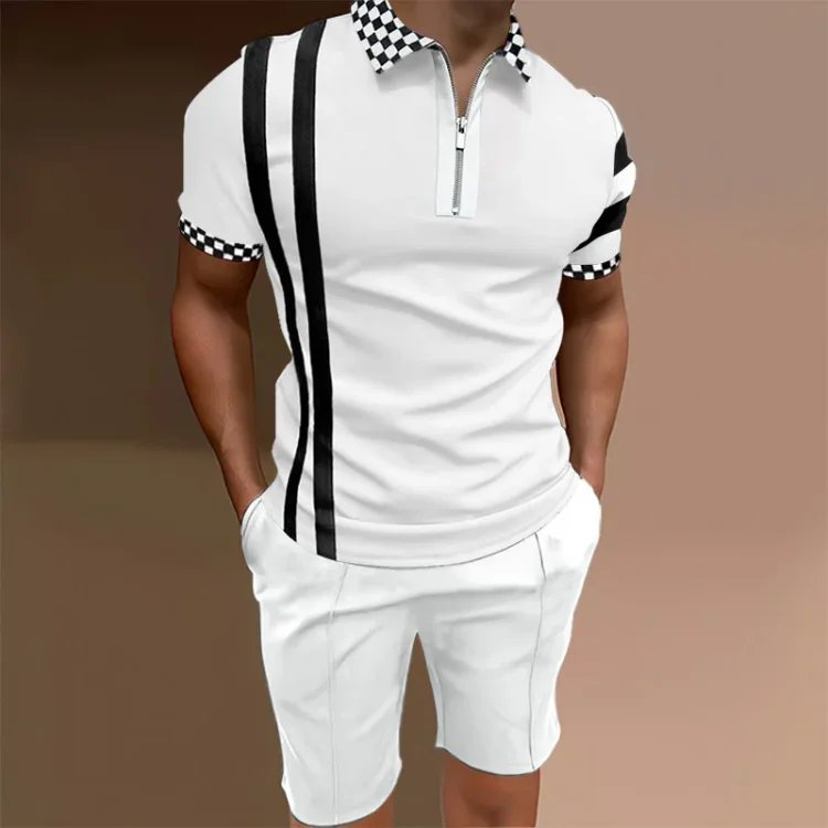 BrosWear Men's Casual Short Sleeve Polo Set