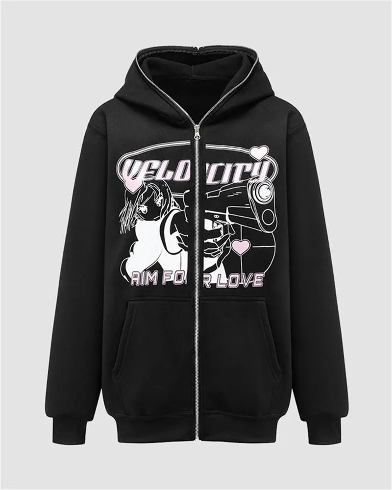 Gothic Star Zip Up Hoodie