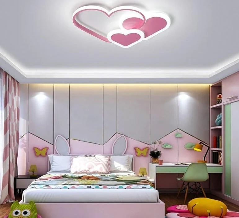 Pink Led Chandelier Light For Girl Bedroom Plafond Acrylic Lighting Lamp Modern New Fixture Lampadario Luminaire Lustres