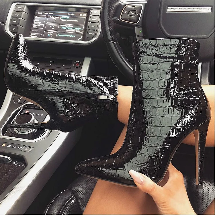 Black Fashion Stiletto Ankle Boots Vdcoo