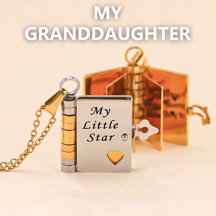 For Granddaughter - Shine Brighter Than The Light Sky Book Necklace