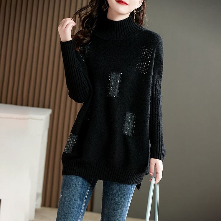Long Sleeve Cotton-Blend Casual Sweater