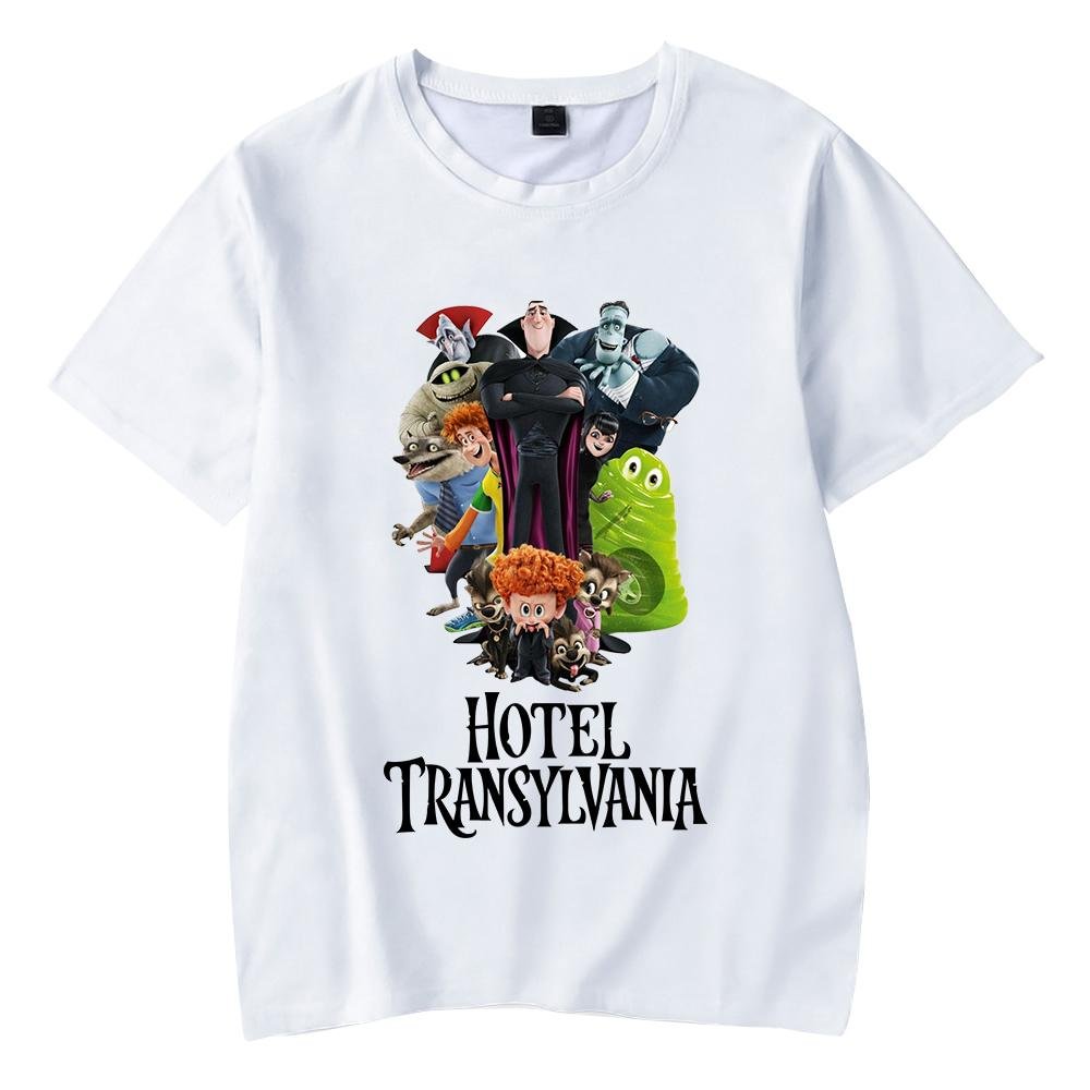 Hotel Transylvania 4 T-Shirt Round Neck Short Sleeves for Kids Adult Home Outdoor Wear White