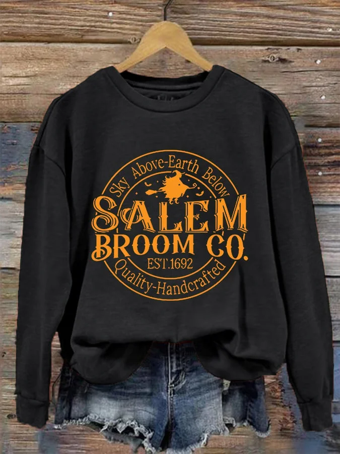 Women's Funny Halloween Salem Broom Co. Casual Sweatshirt socialshop