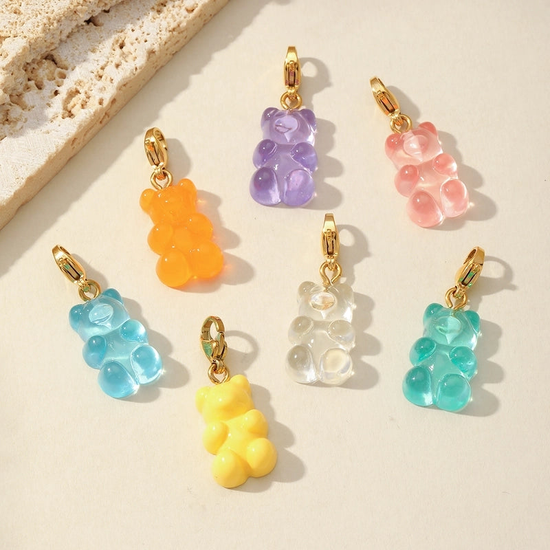 1 Piece 304 Stainless Steel Resin 14K Gold Plated Cartoon Little Bear Pendant Jewelry Accessories