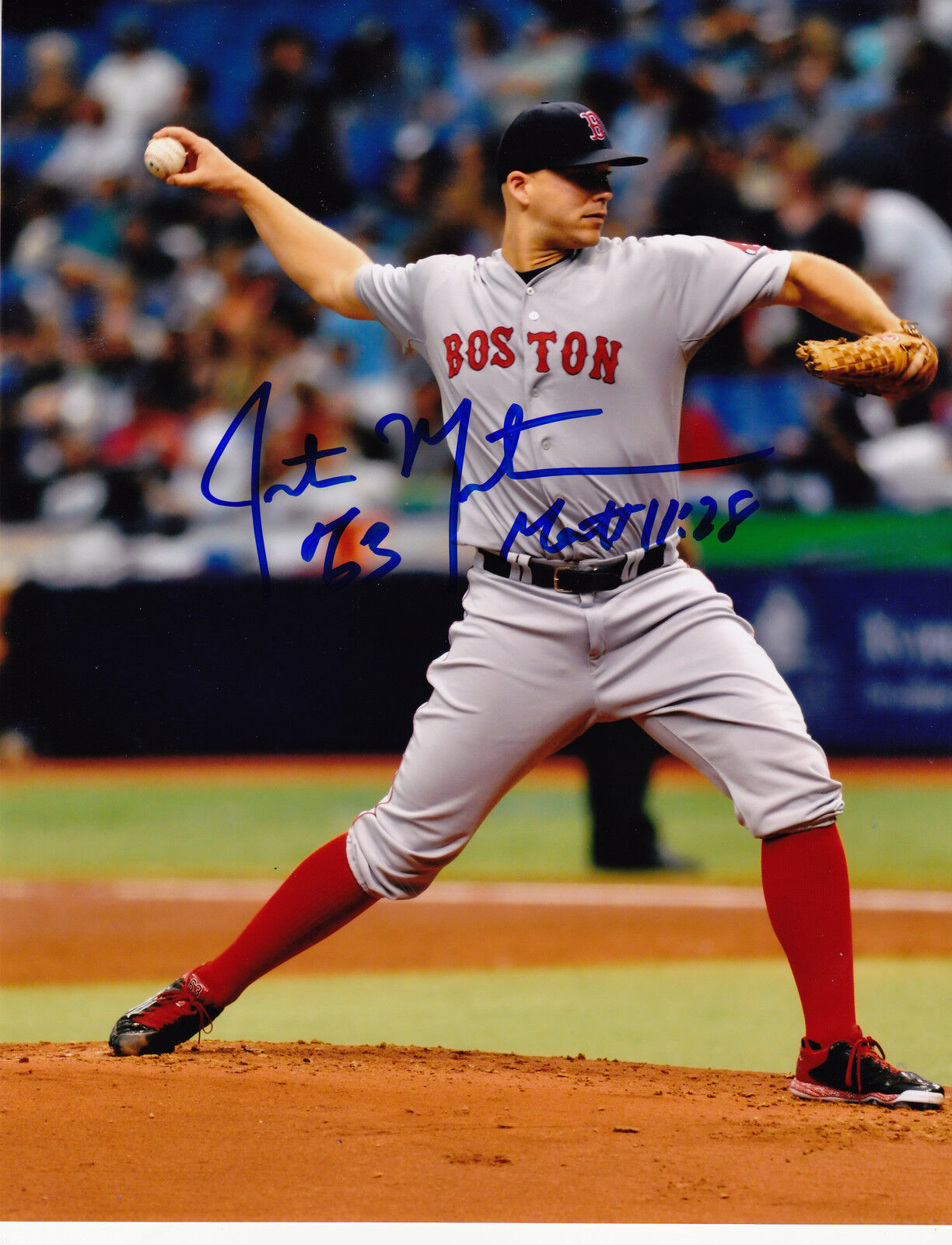 JUSTIN MASTERSON BOSTON RED SOX ACTION SIGNED 8x10