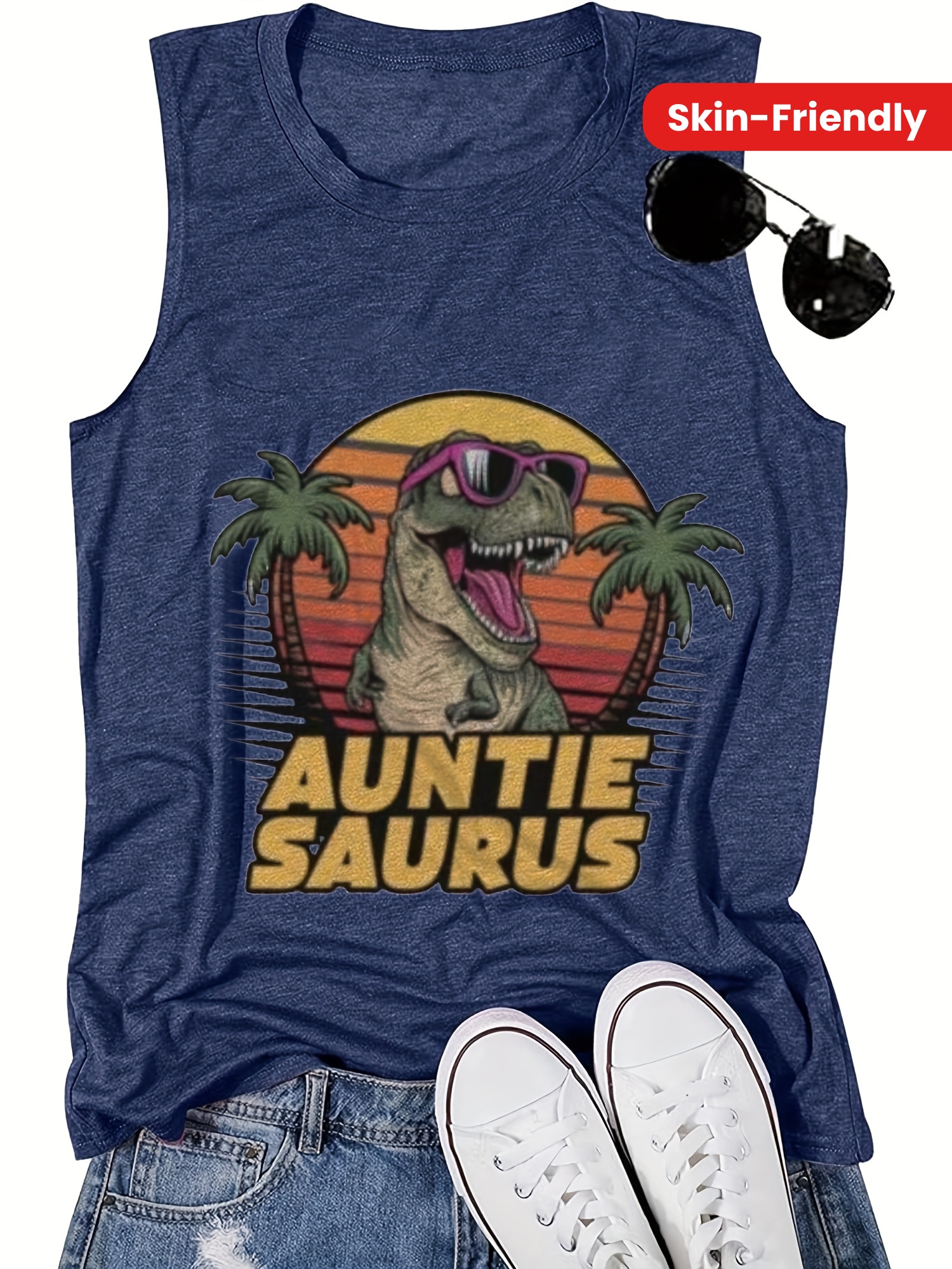 Fashion Alphabet Printed Soft And Skin-Friendly Breathable Sleeveless Tank Top, Women's Comfort Top, Simple And Stylish, Versatile And Classic Vest, Sleeveless Shirt, Hawaii, For The Beach Vacation, Summer Festival Essential | IFYHOME