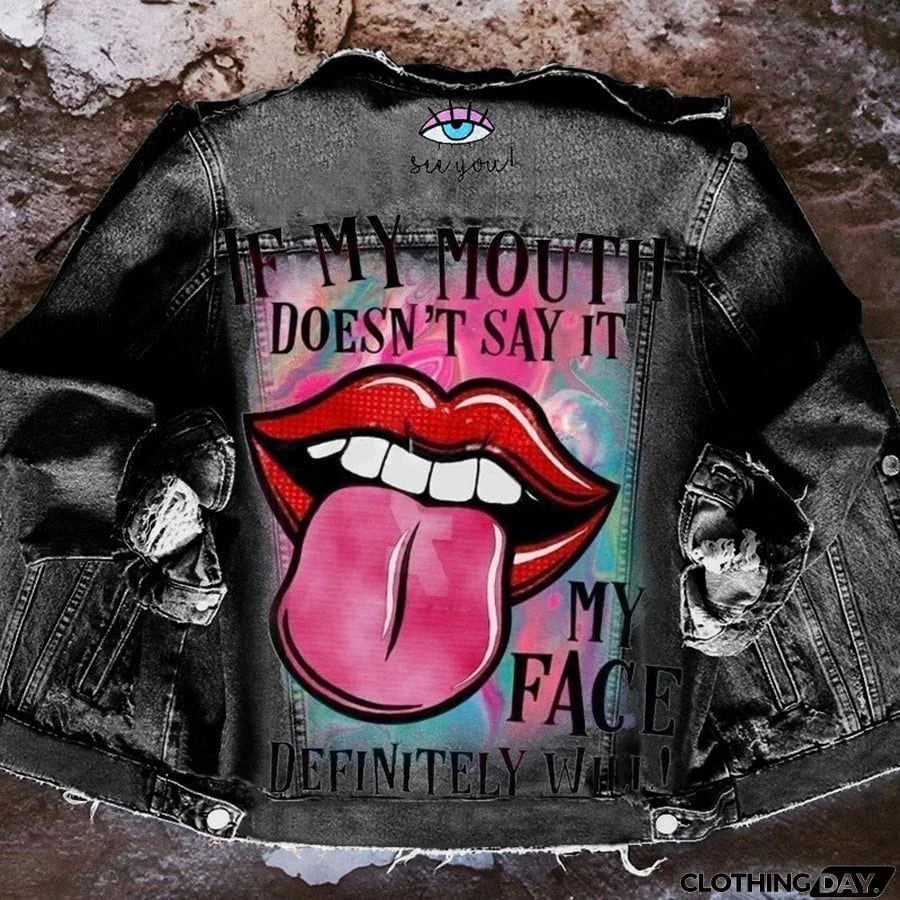 Halloween Print Long Sleeve Denim Jacket