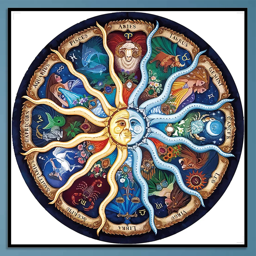 Partial Embroidery Kit Sun Moon Constellation 11CT Stamped Home Needlework