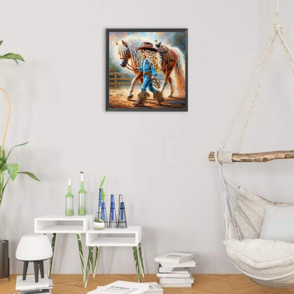 Diamond Painting - Partial Special Shaped Drill - Cowboy Girl(Canvas|30*30cm)