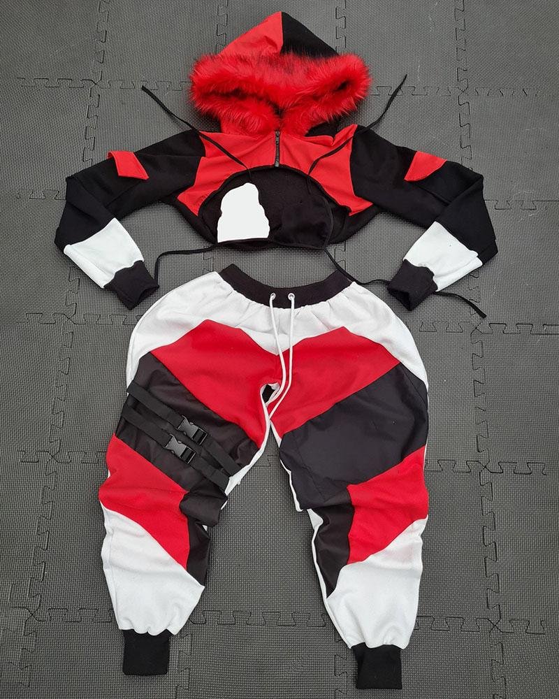 Women's Sporty Patchwork Printed Sets15
