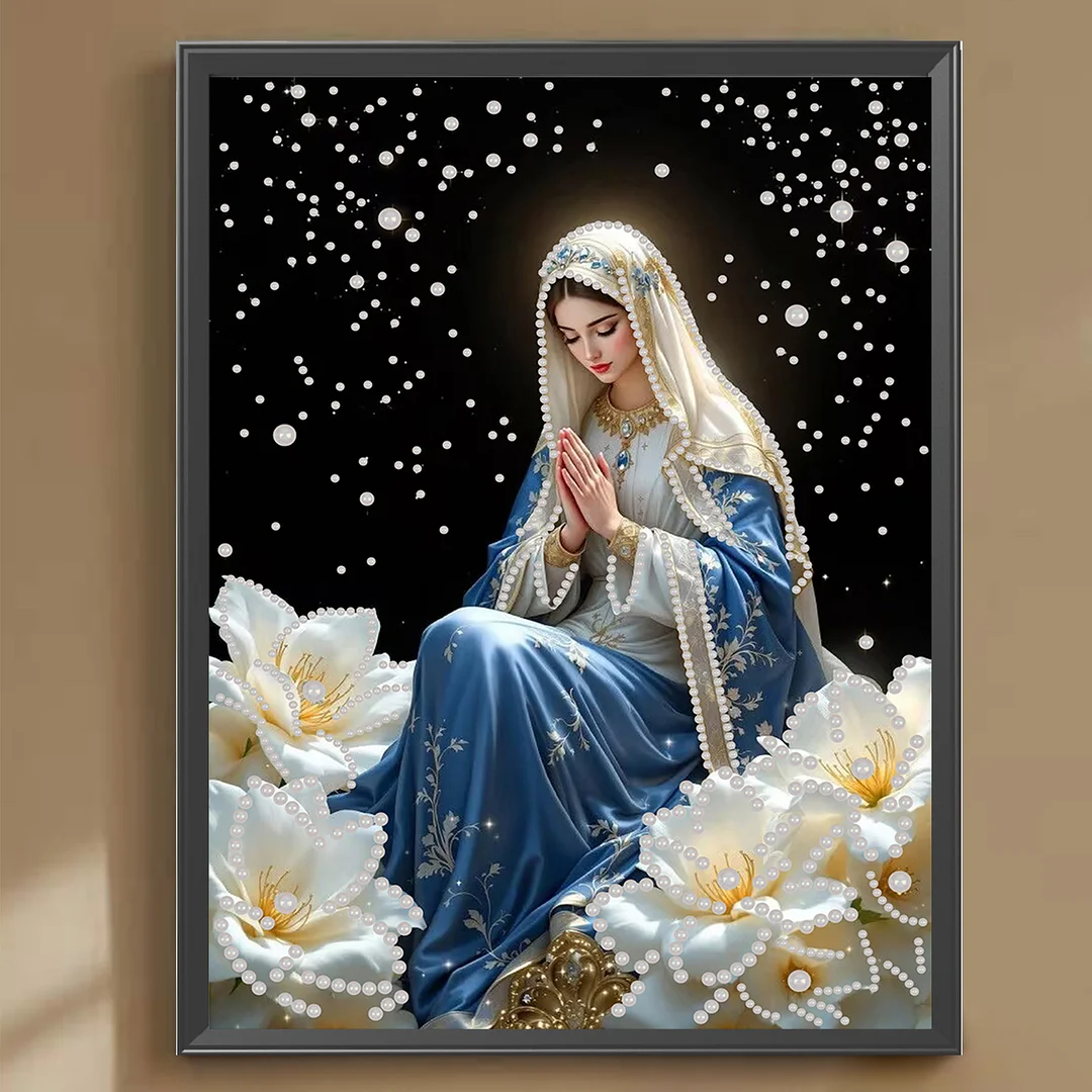 Virgin Mary DIY Pearl Painting Art Kit for Home Wall Decor 30x40cm Without Frame