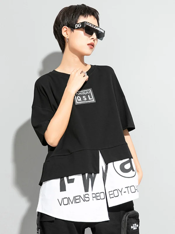Original Split-Joint False Two T-Shirts Tops