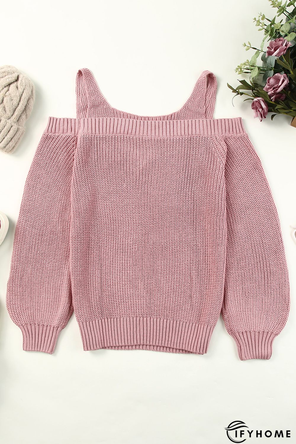 Pink Dew Shoulder Juliette Knitted Sweater | IFYHOME