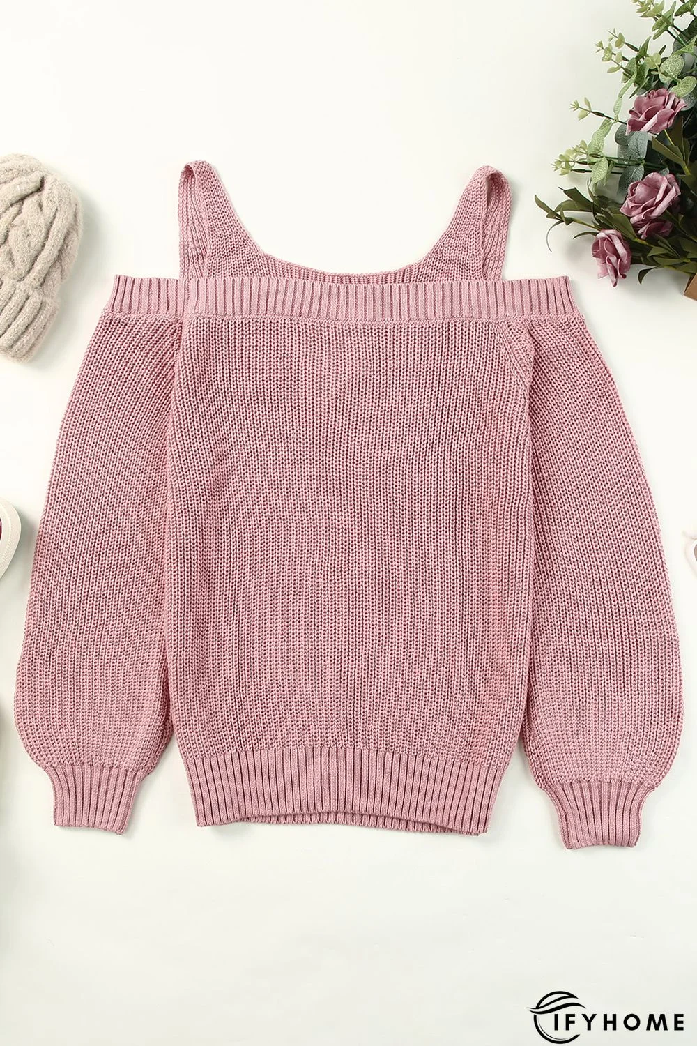 Pink Dew Shoulder Juliette Knitted Sweater | IFYHOME