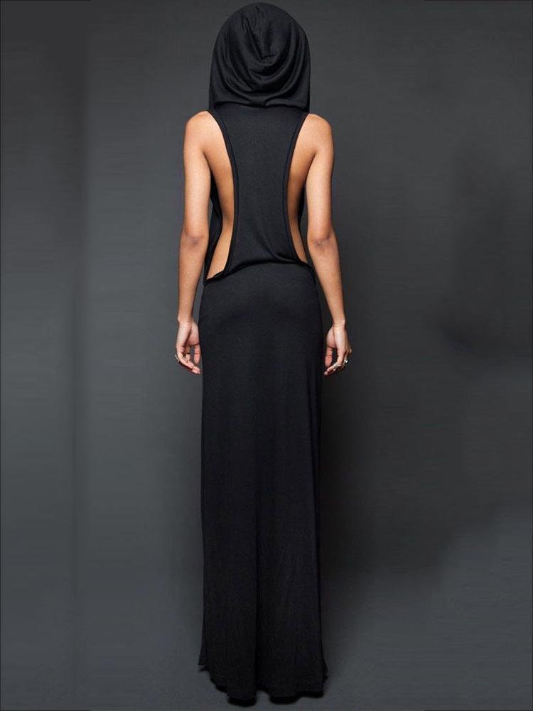 Sleeveless Backless With Hat Maxi Dress